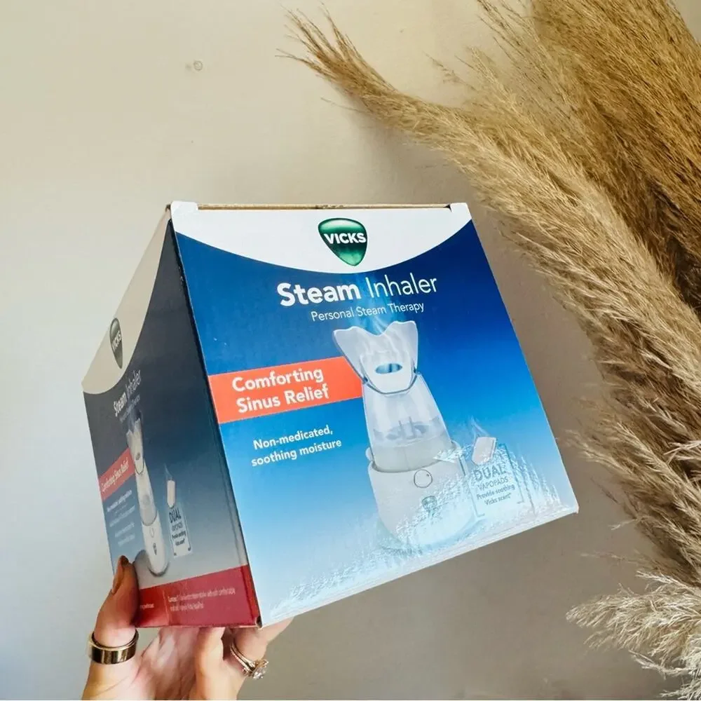 NEW VICKS White Clear Plastic Personal Steamer Steam Inhaler Desktop Portable